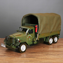 仿古金属铁皮工艺品解放卡车军车模型复古二战军车家居摆件厂直销