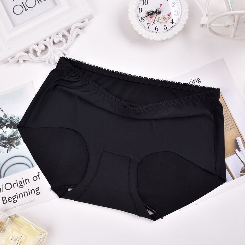 Plus-Sized Version 90.00kg below Chubby Girl Women's Seamless Panties Ice Silk One Piece Mid-Waist Briefs