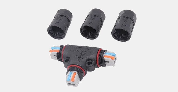 ahua澳华地暖线并联防水接头ip67按压三通防水连接器快速接线端子