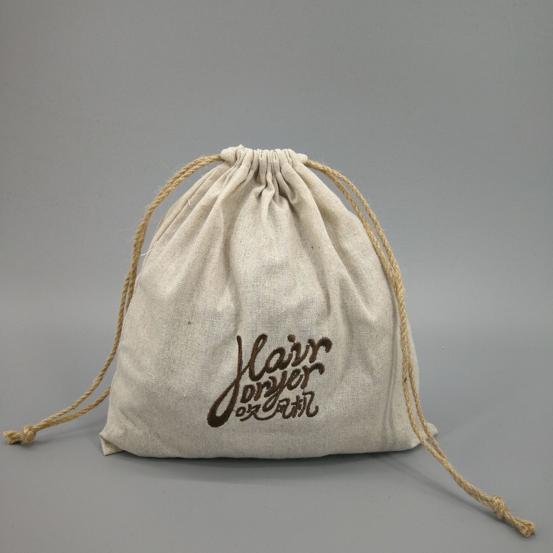 厂家定制棉麻束口袋防尘收纳包装袋麻布袋双抽绳袋批发