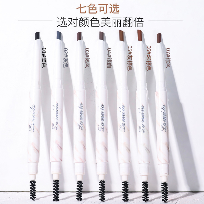 Marble Double-Headed Eyebrow Pencil Waterproof Sweat-Proof Not Easy to Fade Natural Long Lasting Automatic Rotation Makeup for Beginners Hot Sale