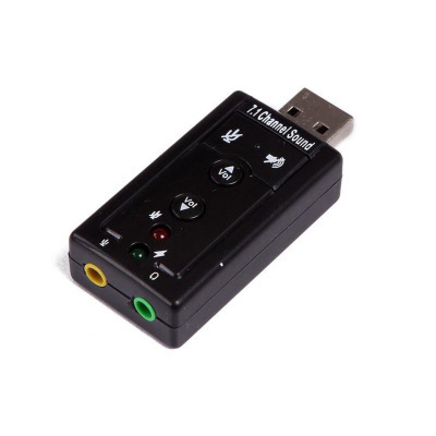 usb声卡黑色声卡 电脑按键可调控模拟7.1声卡 外置声卡 独立声卡