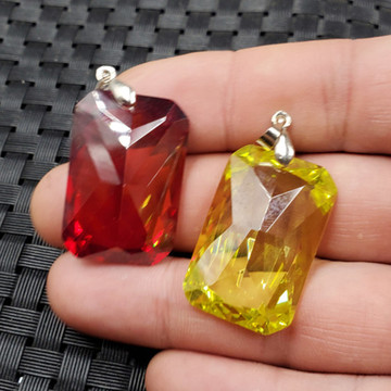 玉石挂件冰种锆石牌挂件鸡血红锆石吊坠锆石切面吊坠项链坠玉坠