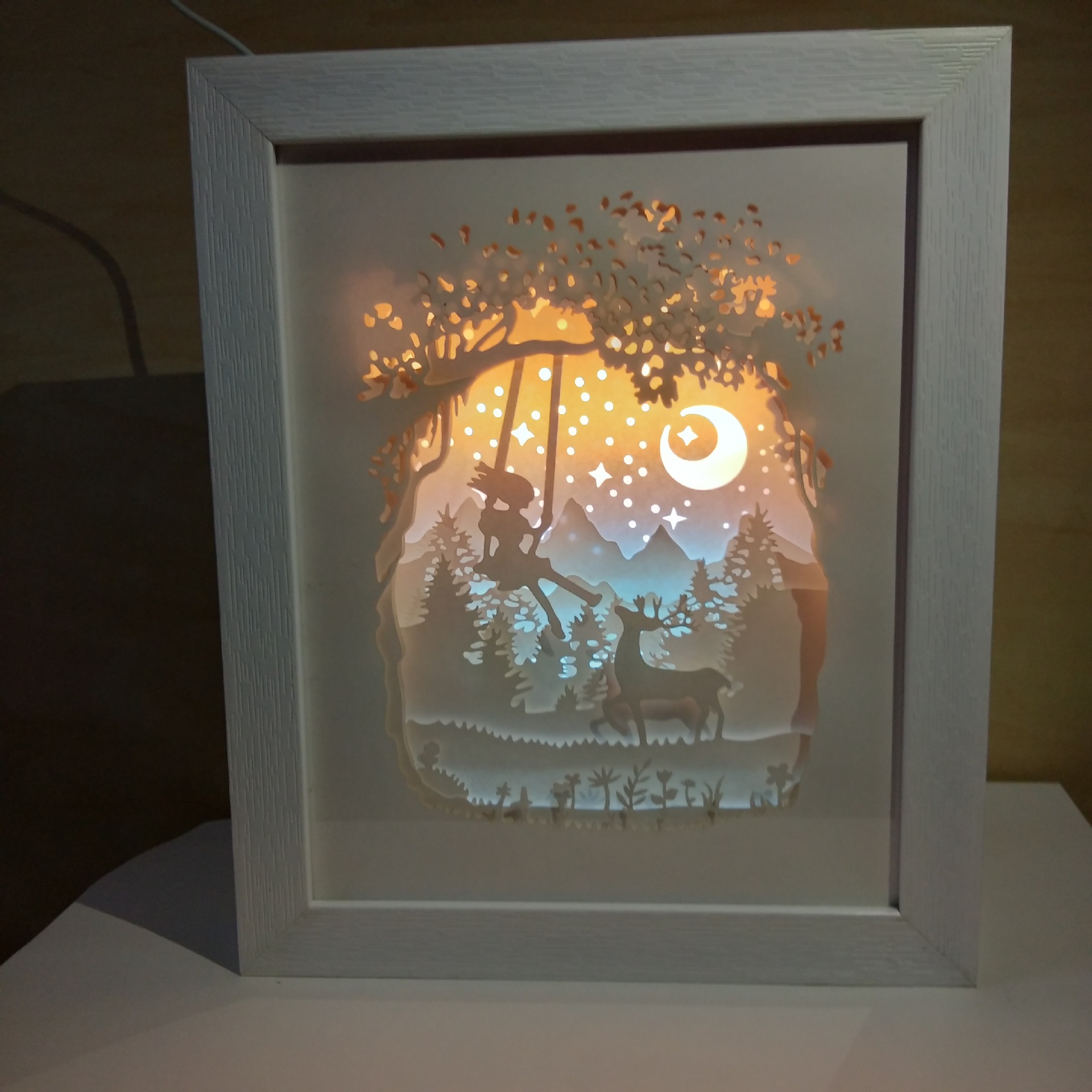 工厂直销浪漫唯美纸雕灯 叠影艺术小夜灯 光影3d居家创意装饰画