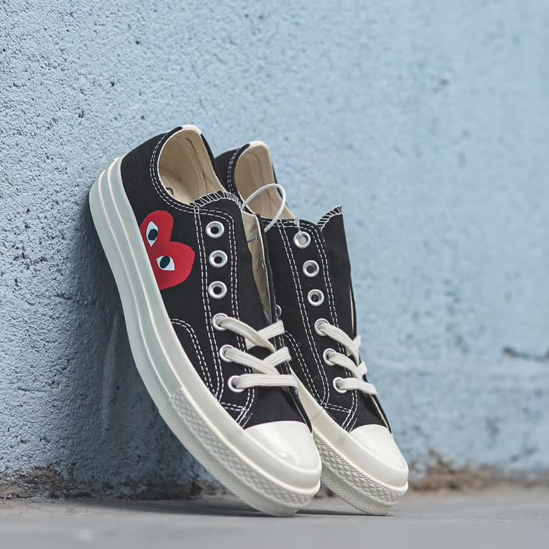 韩国新一代川久保玲play爱心男女帆布鞋猫和老鼠硫化鞋一件代发