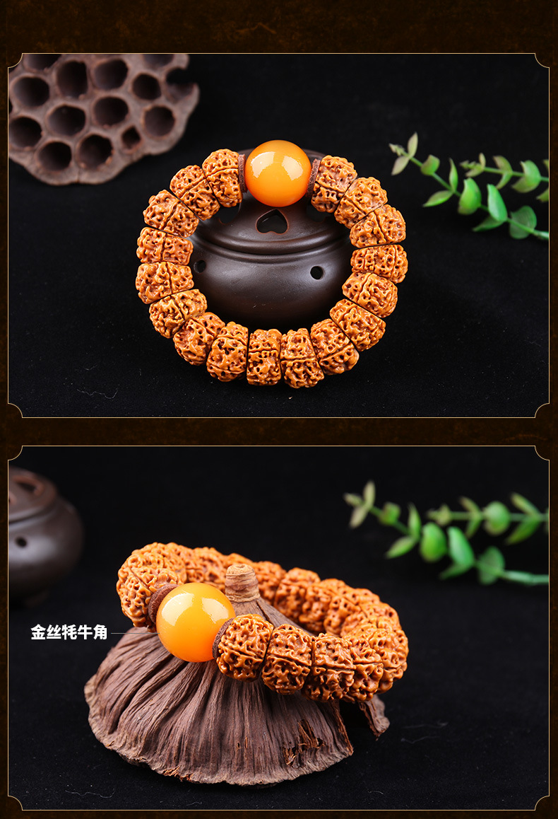 藏式精工尼泊尔金刚菩提扇面形切片金刚伏魔圈男士佛珠手串手圈