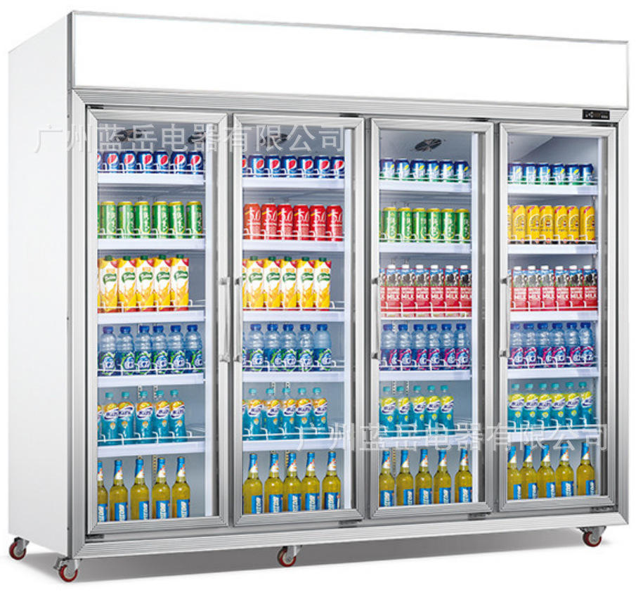 水果饮料冷藏展示柜商用立式冰柜便利店多门风冷冰柜黑色啤酒冰箱