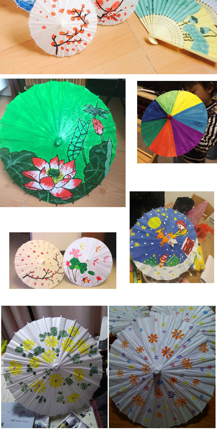 空白油纸伞diy材料 儿童填色制作幼儿园中国风绘画雨伞小手绘玩具