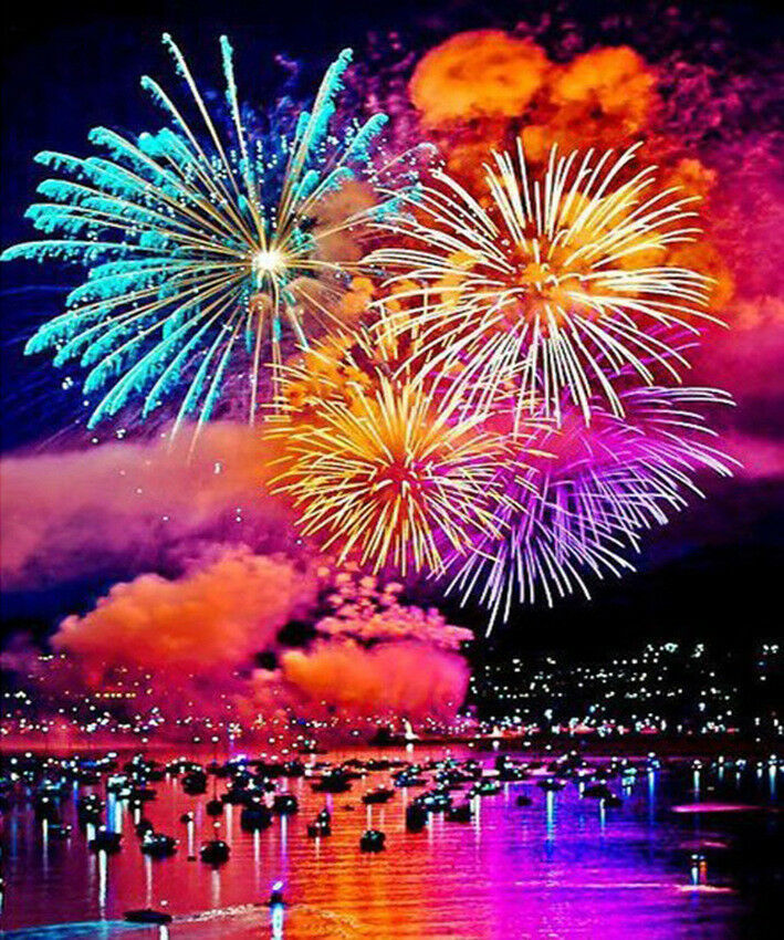 夜景定制美丽烟花钻石