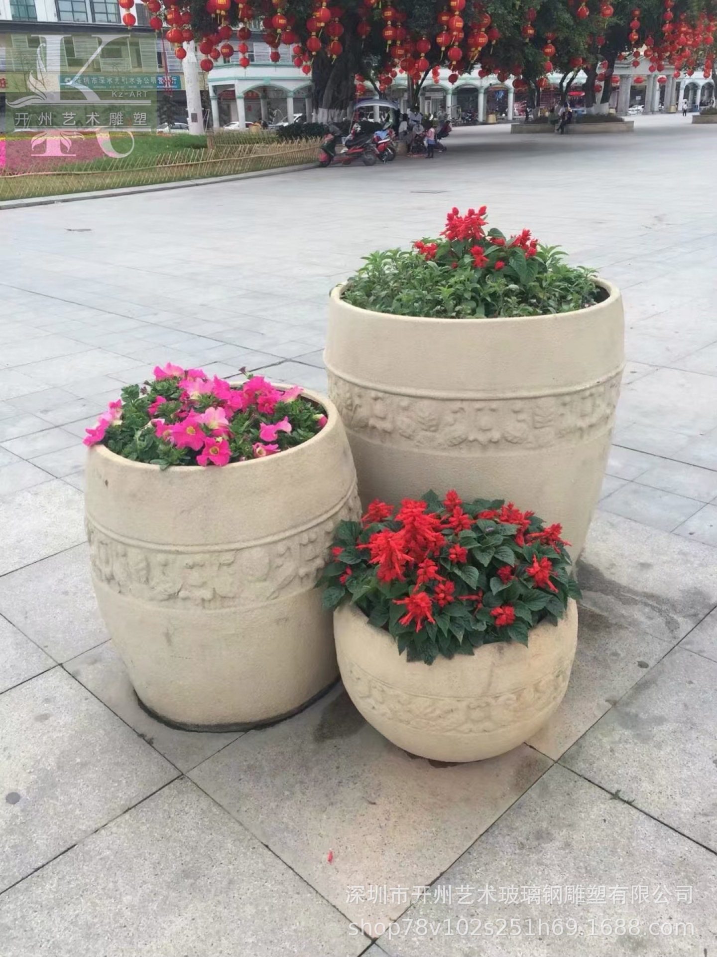 定制个性商场花瓶热销石头漆酒店花器花盆户外商场酒店美陈花钵