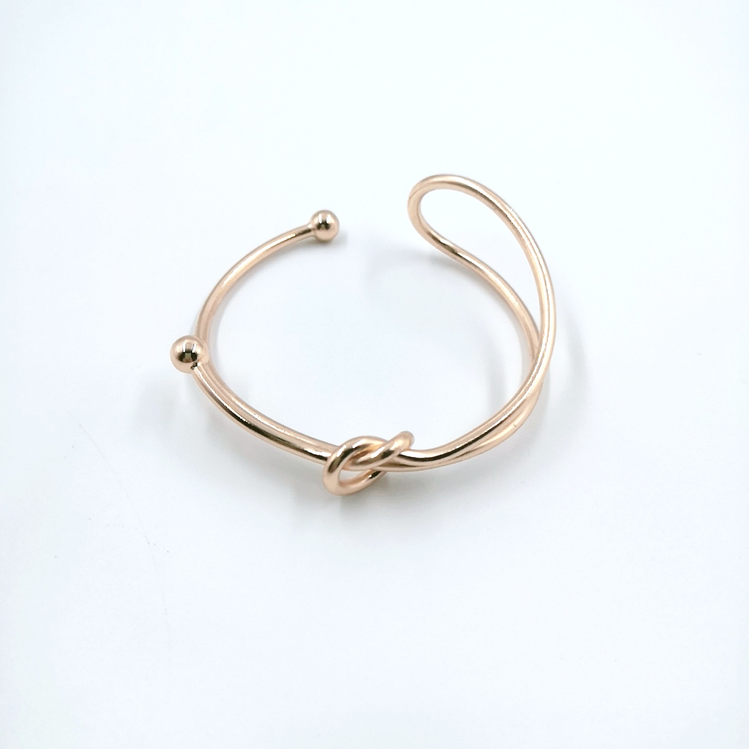 源头工厂高级设计打结烧焊kc金开口手镯欧美热卖经典复古男女百搭