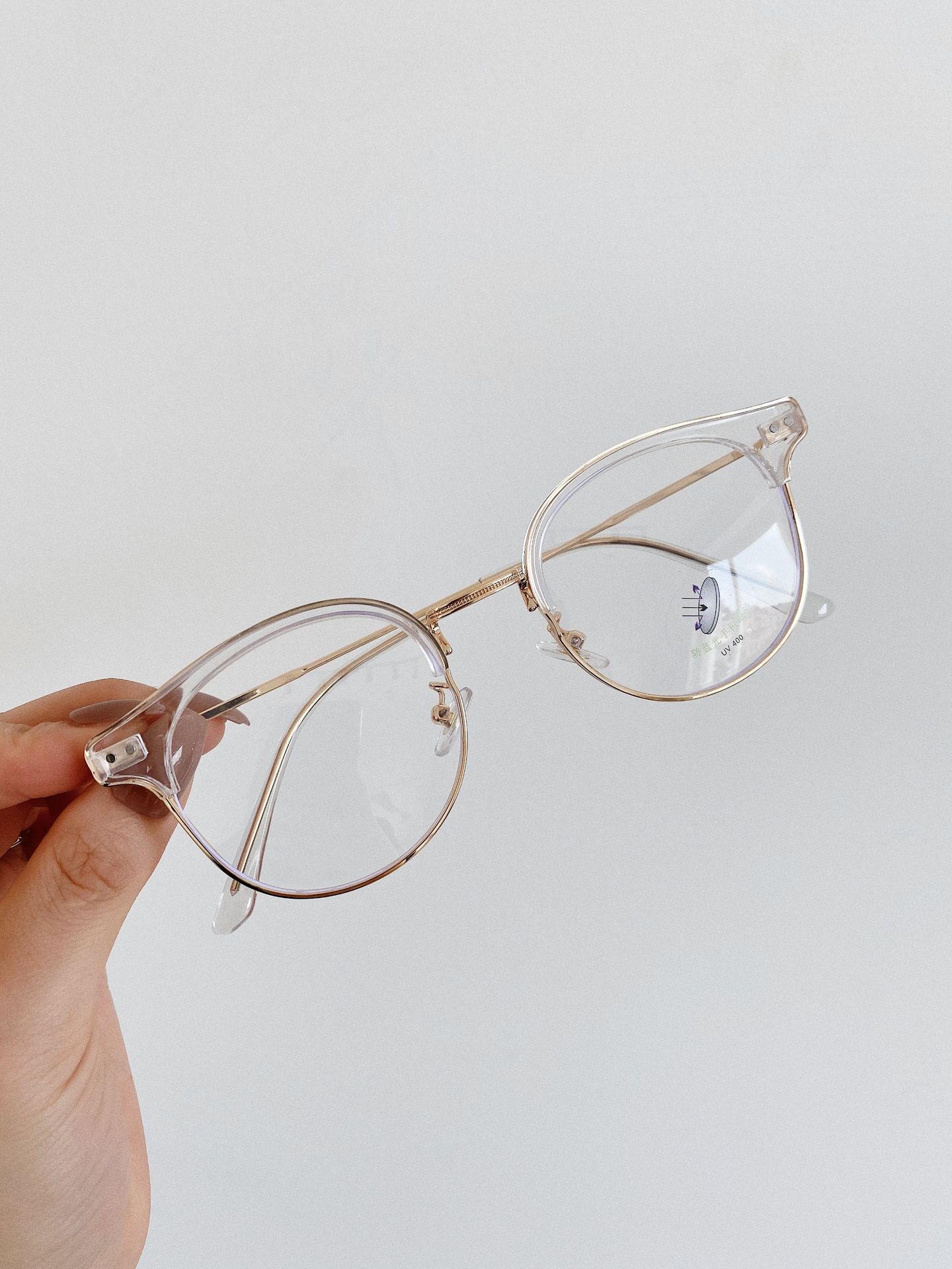 瓦哥达欧阳娜娜同款金属半框平光镜个性素颜防蓝光护眼可眼镜批发