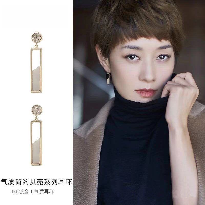 个性百搭潮人s925银针三角水晶耳钉网红复古短发耳环女耳饰品061
