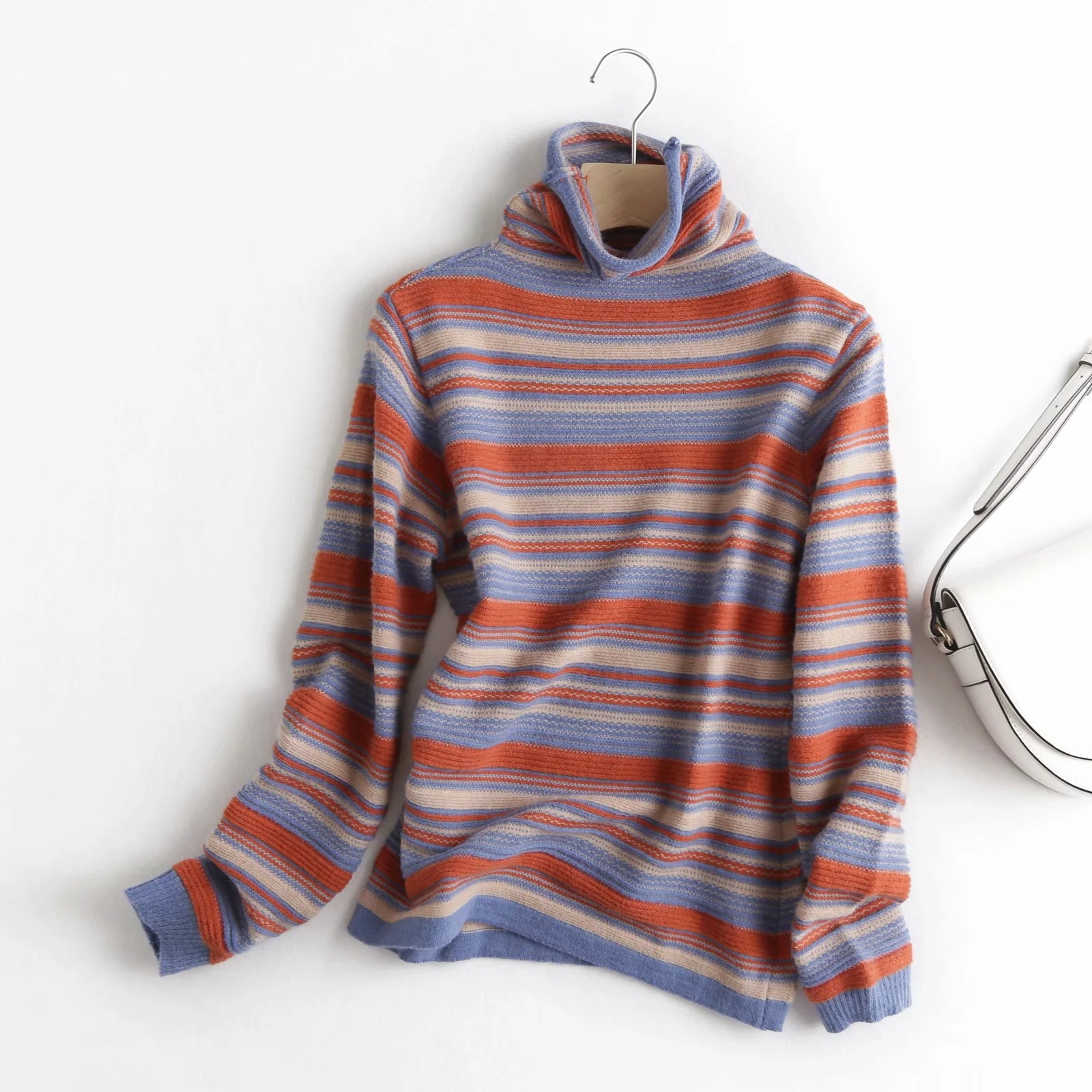 q53049-新款堆堆领彩条毛衣-dd-353-201012