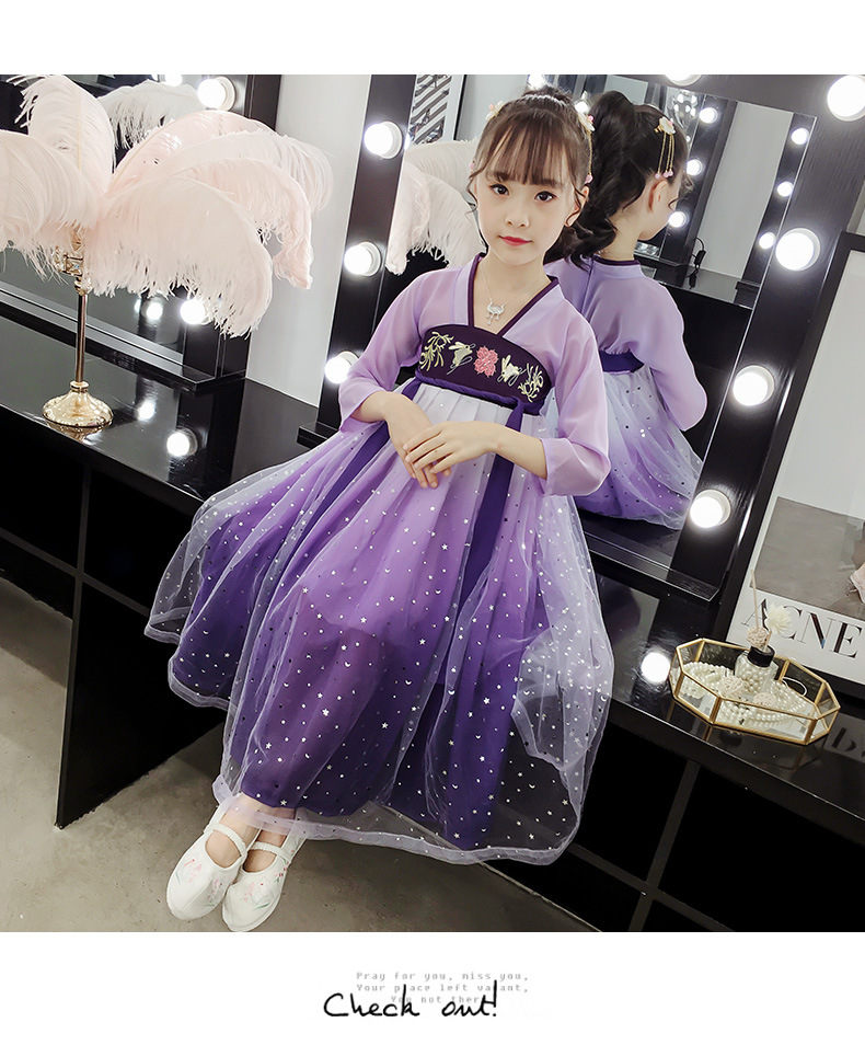 hgy-82078星空玉兔汉服 传统绣花玉兔刺绣古装齐胸襦裙