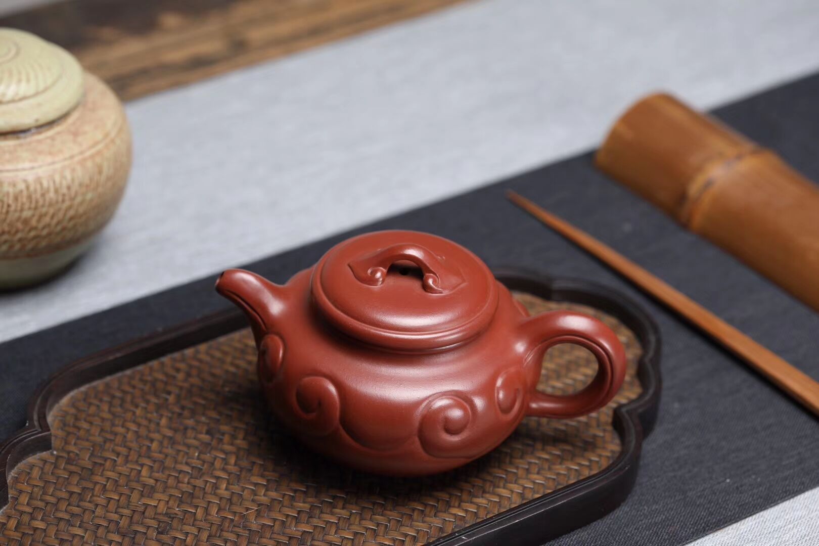 宜兴紫砂壶茶具名家正品纯手工精品原矿优质枣红泥仿古如意壶特价-阿