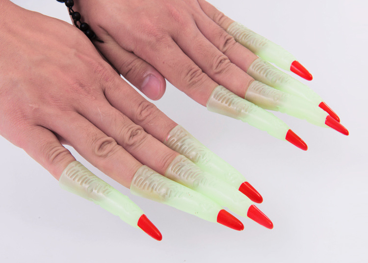 万圣节装饰道具巫婆指甲 鬼僵尸指甲橡胶鬼指 化装舞会夜光手指套