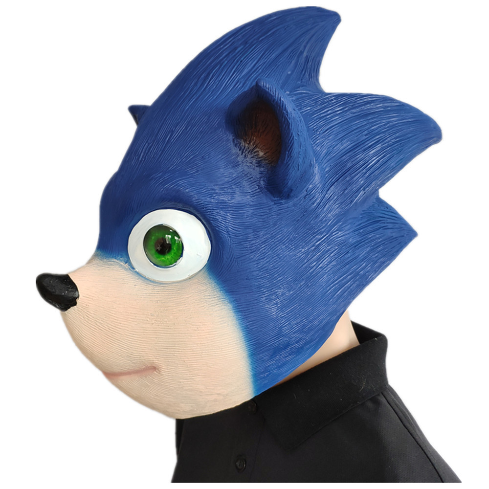 音速小子刺猬索尼克面具hedgehog mask乳胶头套蓝色动物面具派对