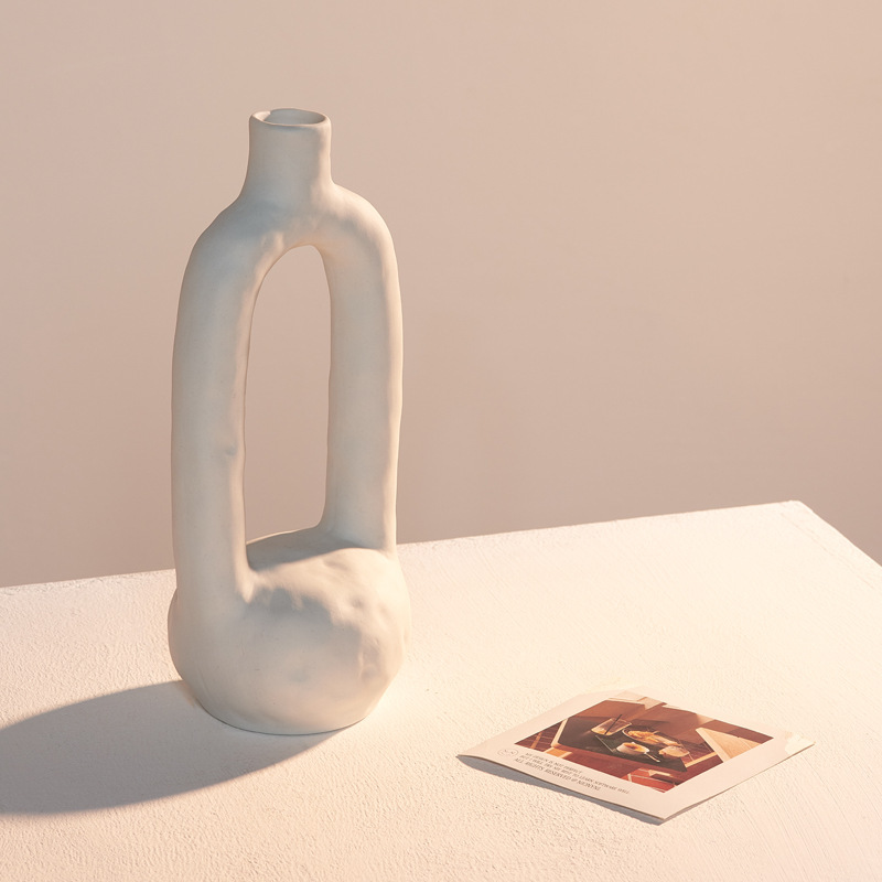 ins极简艺术素烧陶瓷花瓶花器客厅插花民宿工作室咖啡馆摆件装饰