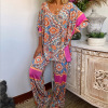 Customized Amazon 2020ebay Women's wear Short sleeved printing Large jacket Easy trousers suit Customized Amazon 2020ebay Women's wear Short sleeved printing Large jacket Easy trousers suit