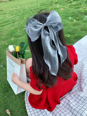 人鱼姬日系珠光纱带大蝴蝶结公主飘带lolita头饰发夹韩版儿童发卡