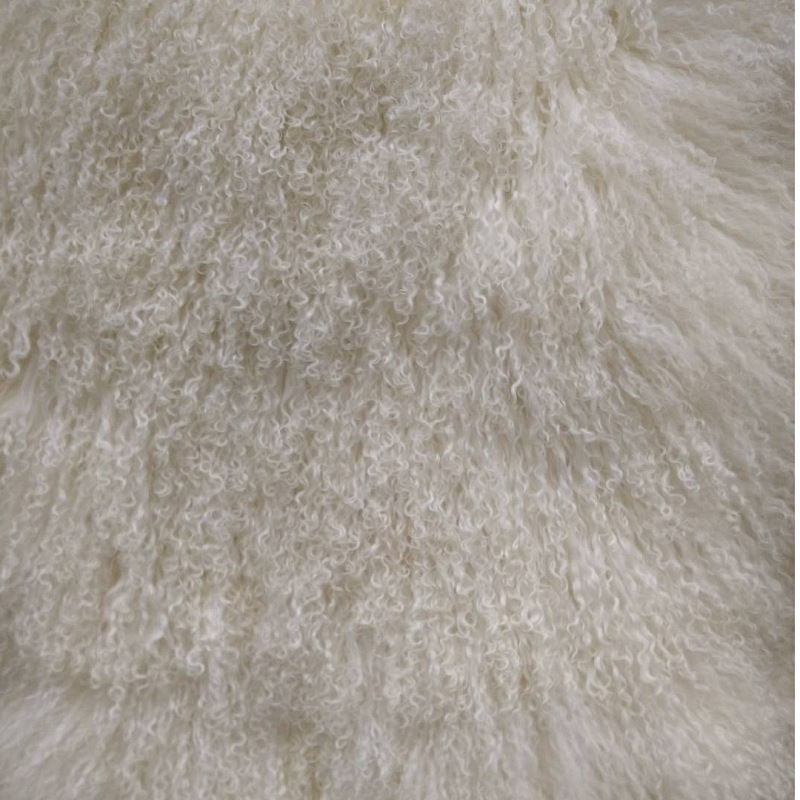 新品2020宁夏滩羊皮毛绵羊裘皮白色二毛皮长毛卷褥子毯子服饰保暖
