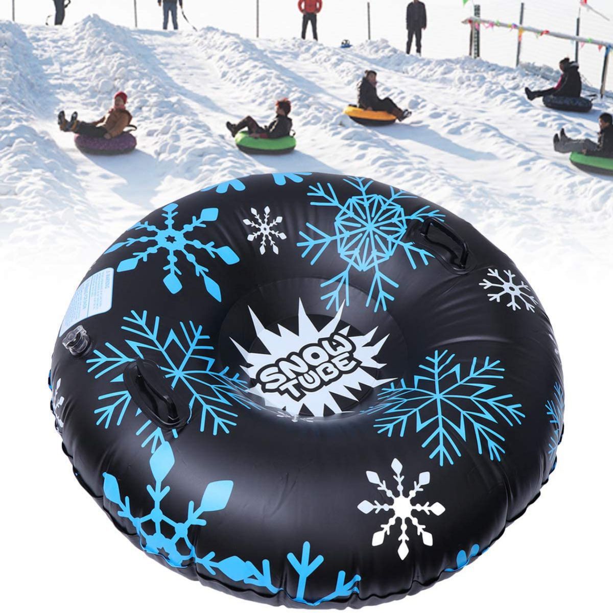 厂家订制冬季耐寒pvc充气滑雪圈户外运动滑雪板独角兽火烈鸟滑雪