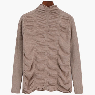 网红褶皱套头针织衫内搭上衣春季2020潮长袖修身打底衫毛衣女新款