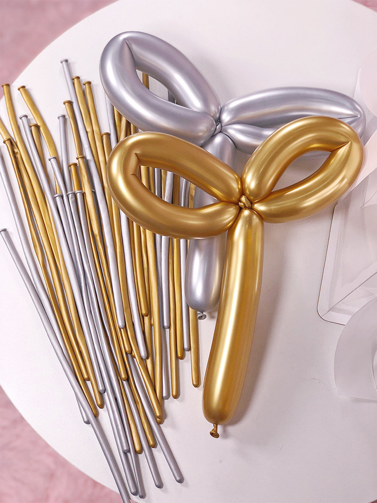 8克加厚金属长条气球 创意编制铬色金属260魔术长条乳胶气球