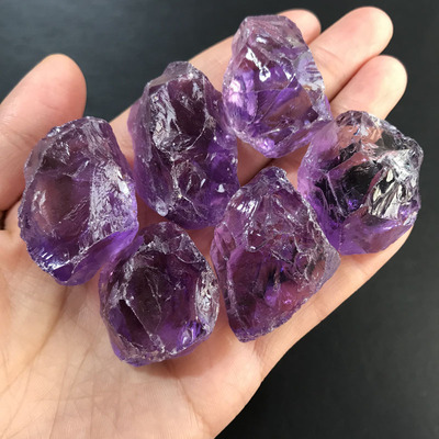 天然水晶原石紫水晶原石矿石精品透体紫水晶原石水晶装饰能量疗愈