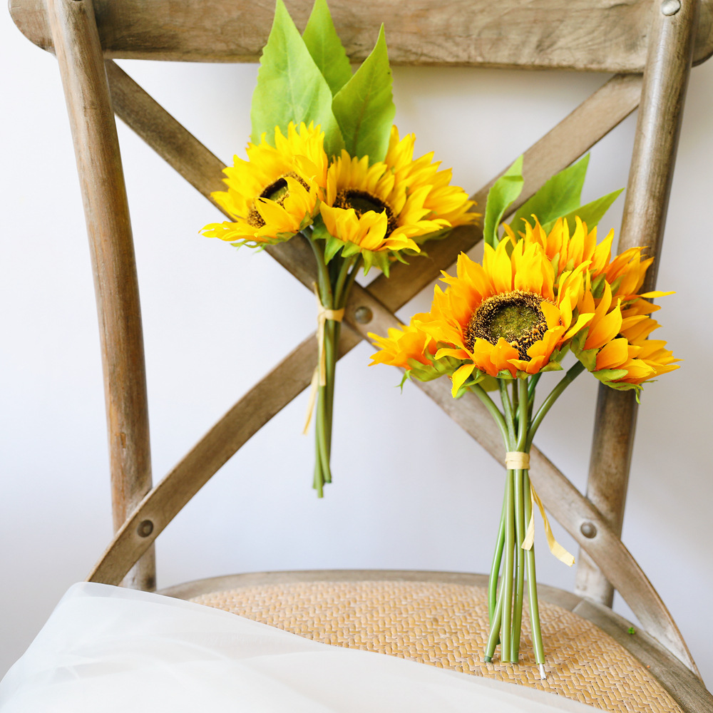 婚庆装饰品ins仿真花向日葵花束厂家绿植物批发跨境假花yc1038