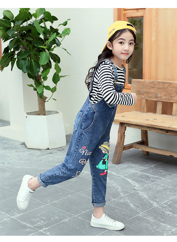 女童背带裤春秋2019新款韩版儿童背带牛仔裤女中大童宽松洋气