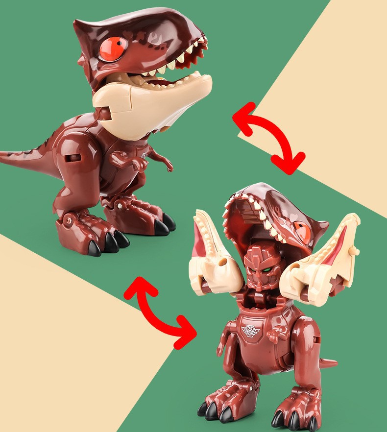 粤星动漫儿童变形恐龙玩具金刚霸王龙机器人机甲模型战队套装批发