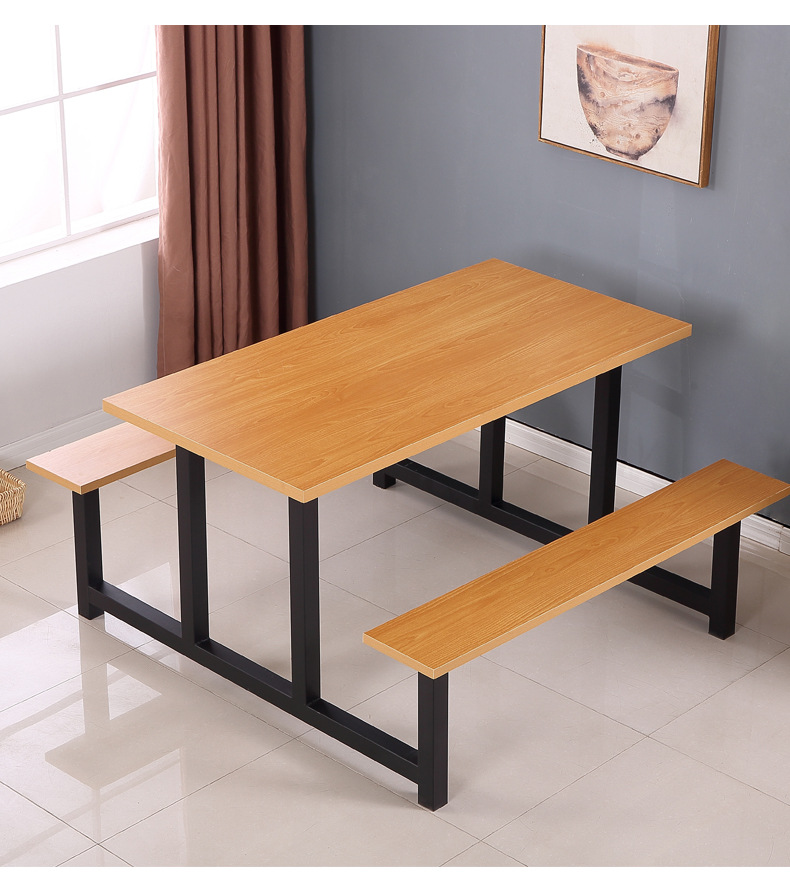 公司食堂餐桌4人6人8人学校学生职工工地简易环保加厚连体餐桌椅