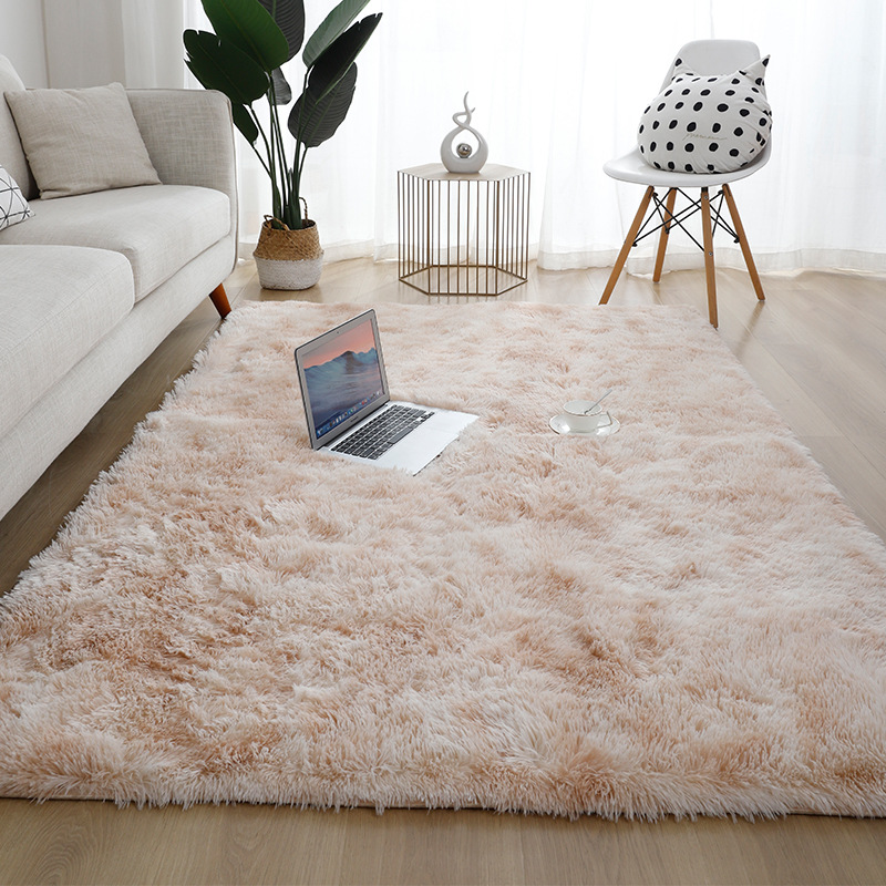 Cross-Border Vacuum Variegated Tie-Dye Gradient Carpet Bedroom Living Room Coffee Table Pad Internet Celebrity Long Wool Washed Full Shop Can Be Used for Hair Generation