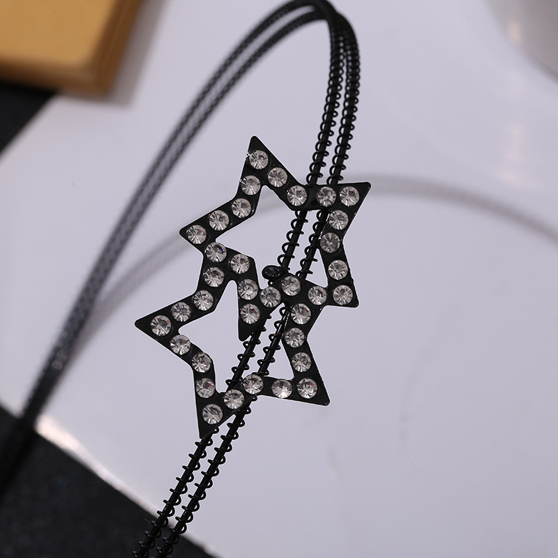 欧美五角星金属镶钻发箍发饰义乌厂家定制金属头箍节日头饰