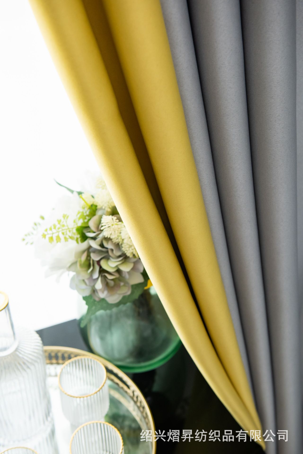 北欧简约纯色全遮光窗帘 尼丝纺北欧拼色酒店工程办公室窗帘批发