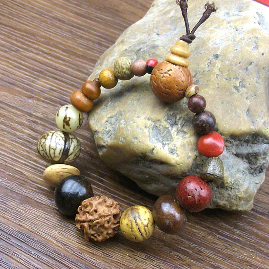 旅游佛教寺庙结缘 天然十八菩提子手链 十八籽多宝菩提佛珠手串