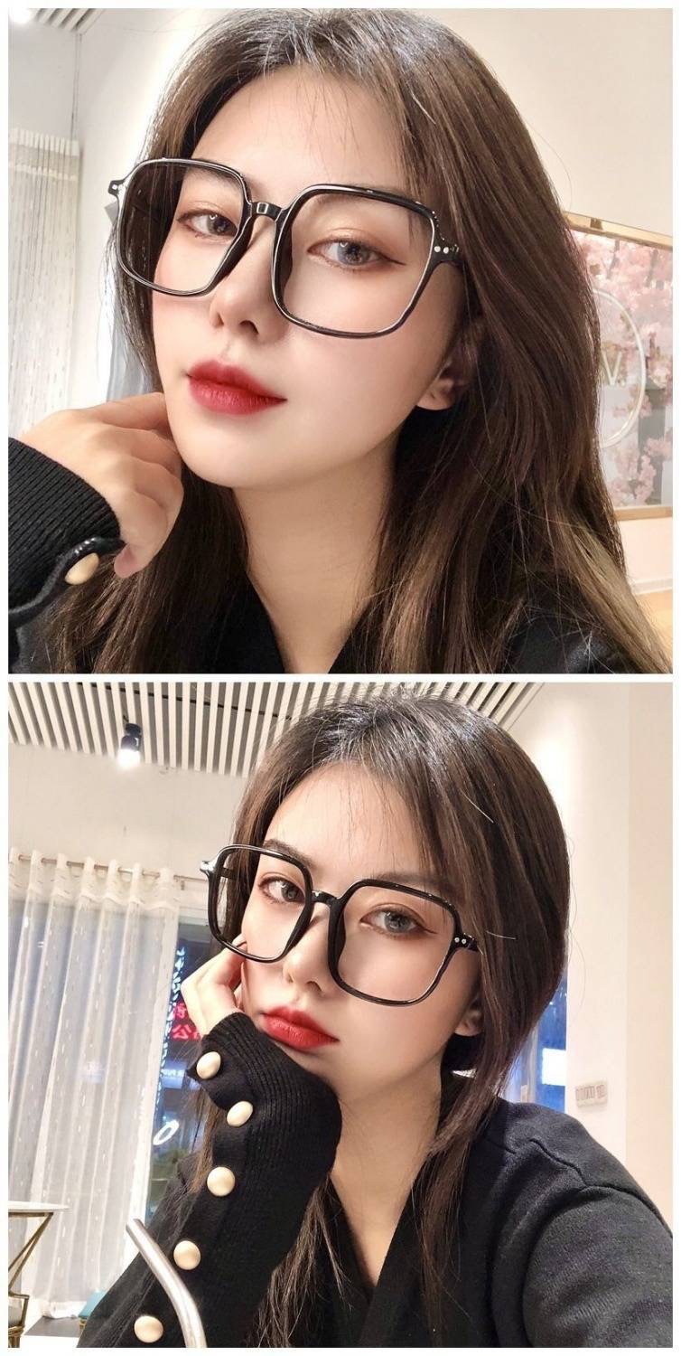 复古方形黑色粗框眼镜女ins大脸显瘦素颜神器网红韩版防蓝光眼镜
