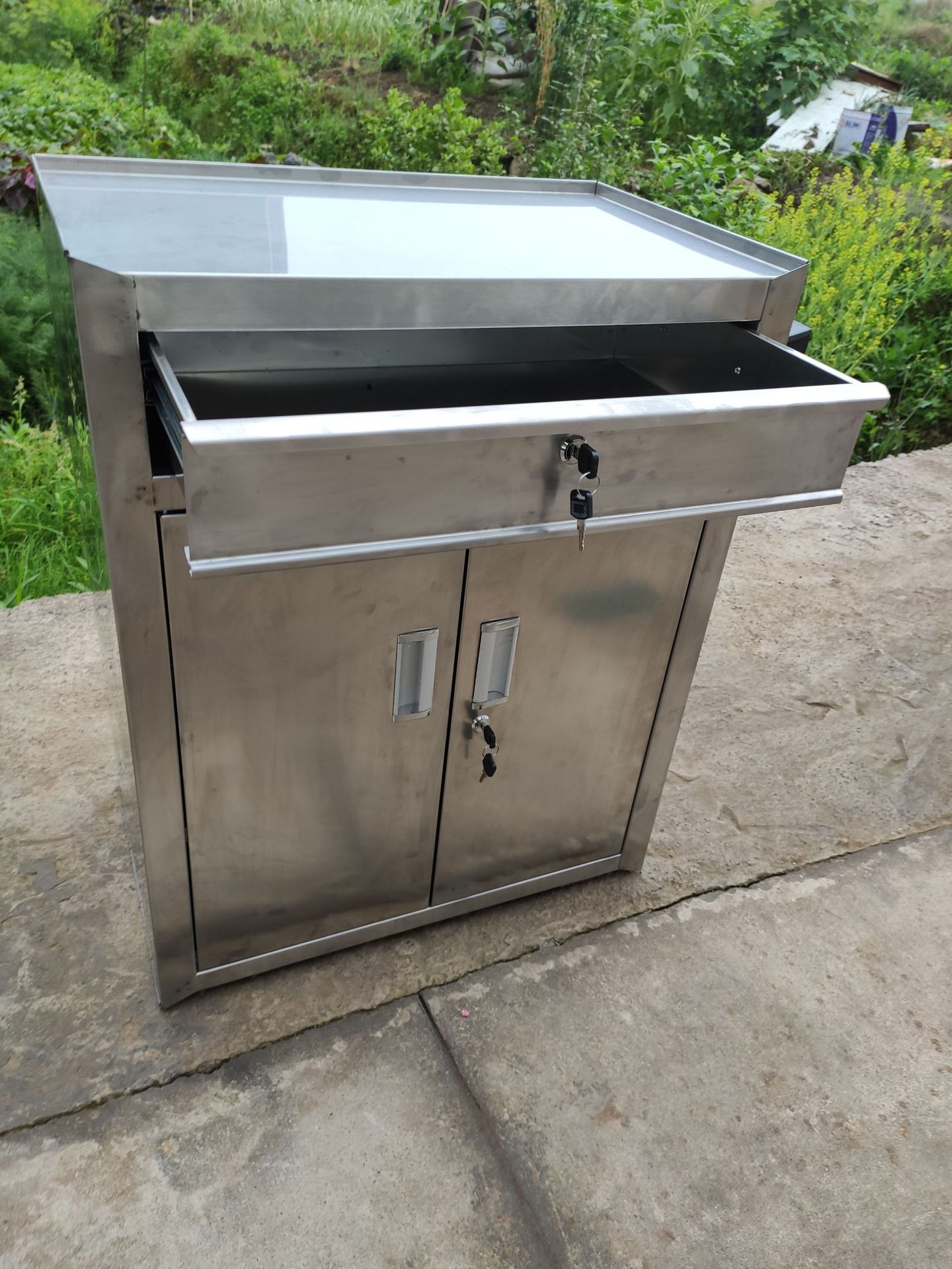 304不锈钢工具柜 带抽屉文件矮柜带锁收纳储物活动柜 重型工具柜