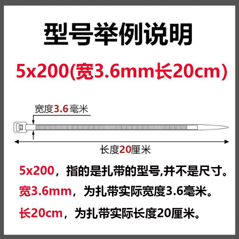自锁式尼龙扎带强力塑料固定卡扣束线带白色4x200mm勒死狗捆扎带