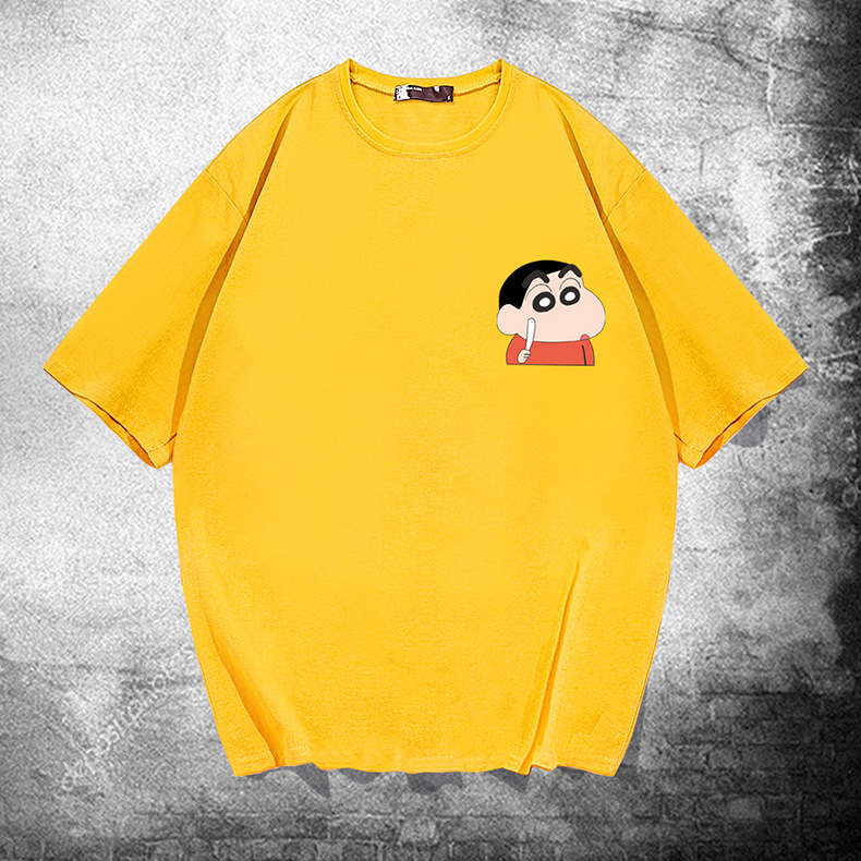 蜡笔小新t恤男女短袖夏动漫日系潮牌休闲简约宽松落肩纯棉情侣装