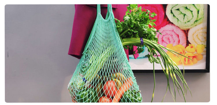 手提有机棉蔬菜水果环保网兜纯棉手工编织弹力超市购物网袋定制