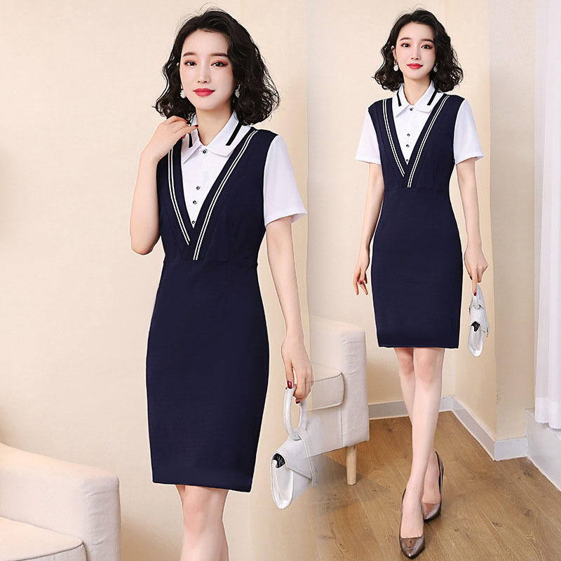 时尚面试教师连衣裙女气质老师幼儿园工作服女幼师职业装