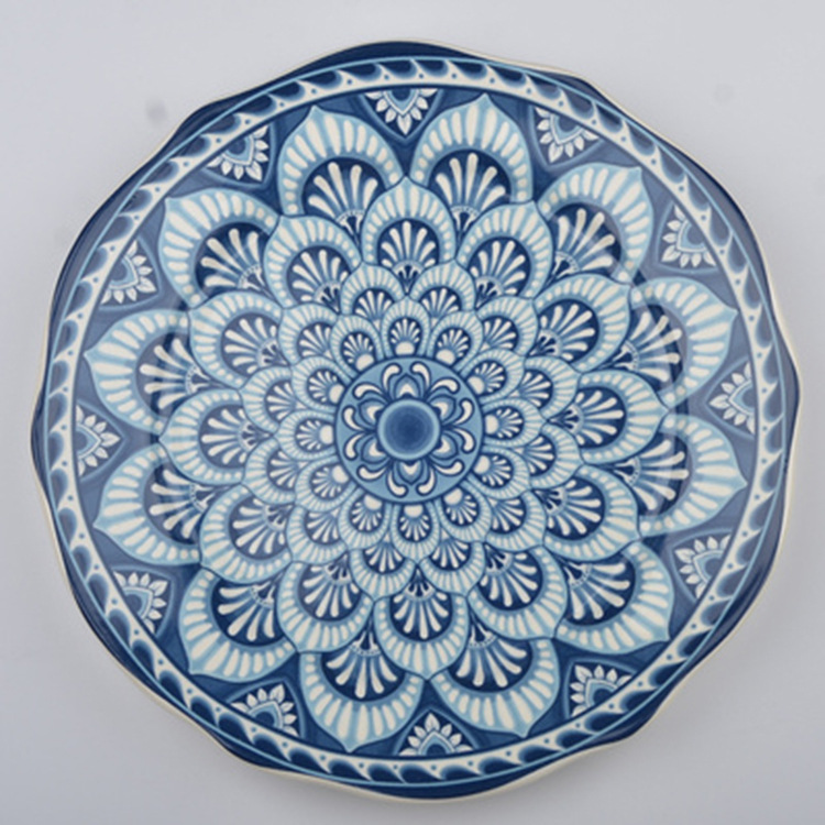 美式彩绘挂盘沙发背景墙面装饰陶瓷盘子软装餐厅地中海墙面艺术盘