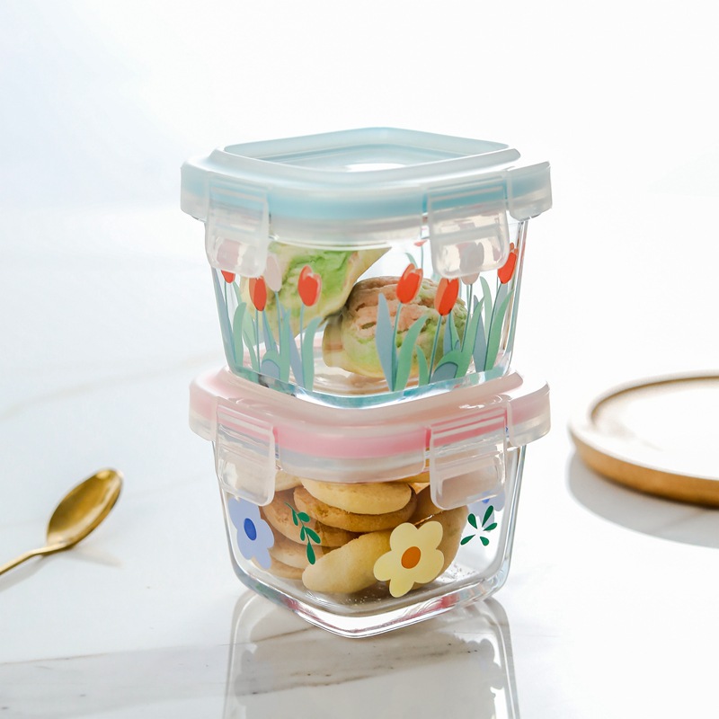 Bird's Nest Peach Gum Storage Bottle Sealed Box Glass Bottle with Lid Portable Home Mini Crisper Food Grade Jam Bowls