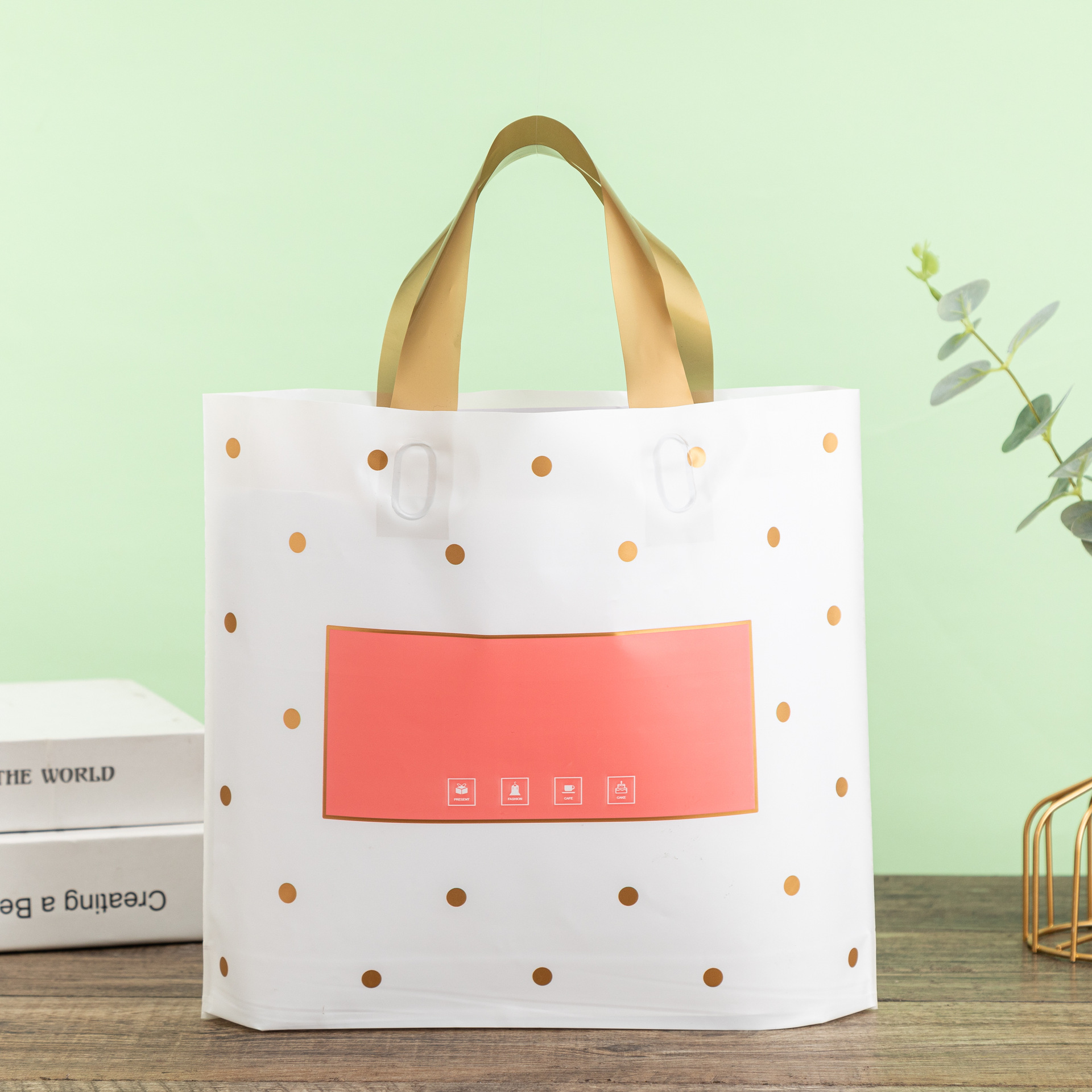 哑光塑料圆点塑料袋加厚服装店袋子化妆品礼品购物手提袋定做logo