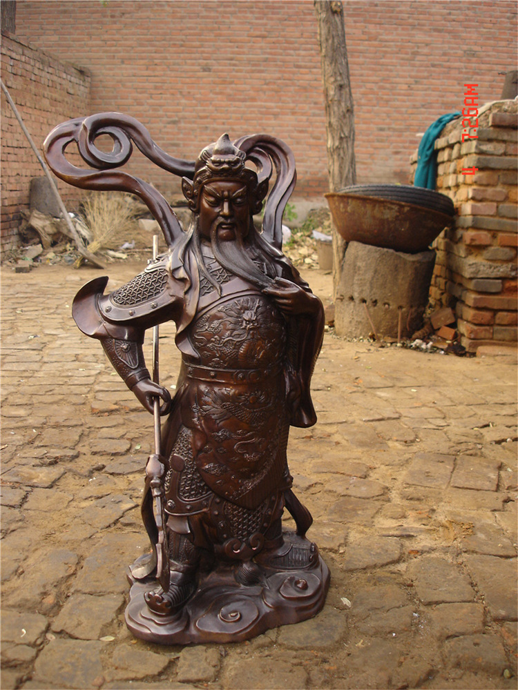 立式关公雕塑摆件 铸铜关公雕塑工艺品 关公塑像摆件 大型关公