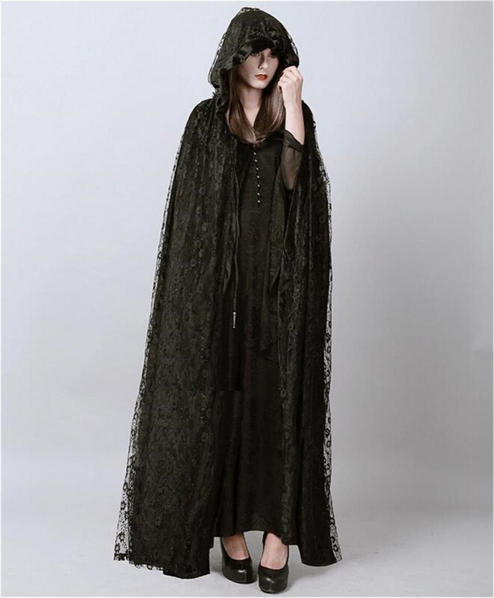 私人定制蕾丝网纱披风斗篷连帽风衣披肩万圣节cosplay演出服系带