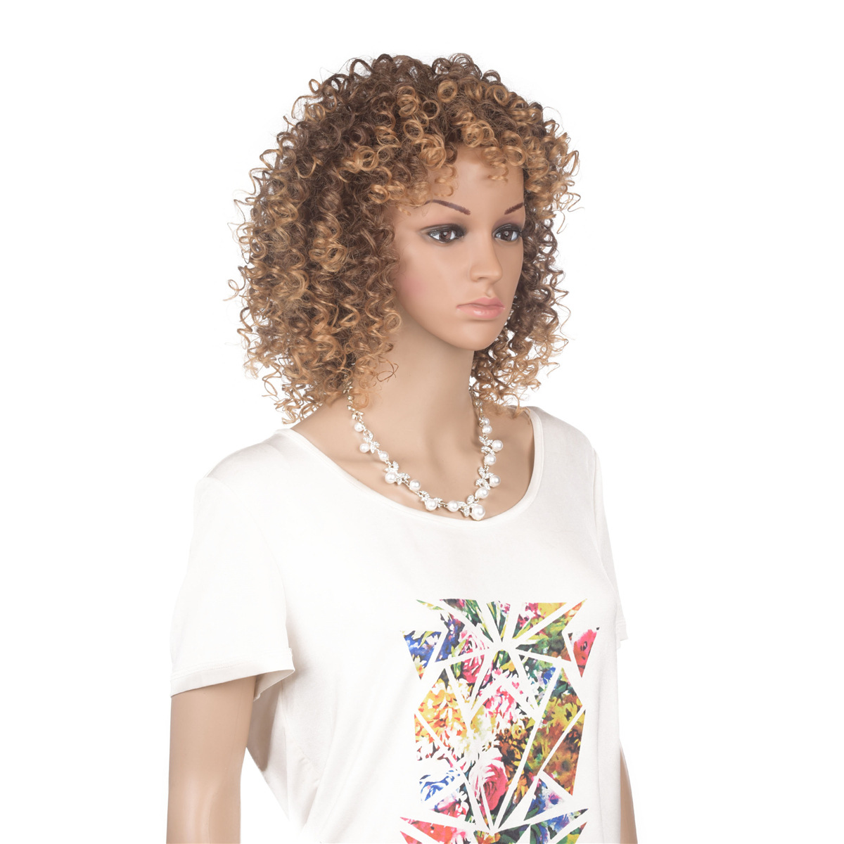 欧美外贸假发化纤爆炸头套 非洲小卷女高温丝化纤非洲小卷头套